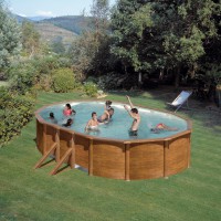 Pool-Set Feeling Ovalform Holzoptik