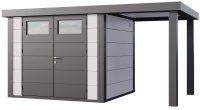 Telluria Metall-Gerätehaus Classico 2724 weiss mit 170 cm Seitendach rechts