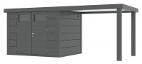 Metall-Gerätehaus Eleganto 2724 Granitgrau mit 280 cm Seitendach